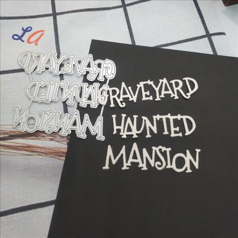 Кладбище с особняком Трафаретный вырубной штамп Пресс-формы для скрапбукинга