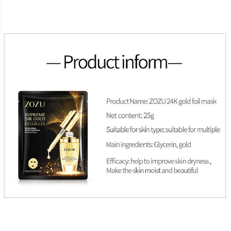 

24K Golden Mask Anti-wrinkle Anti-Aging Facial Mask Tighten Skin Moisturizing Whitening Face Masks Face Lifting Firming