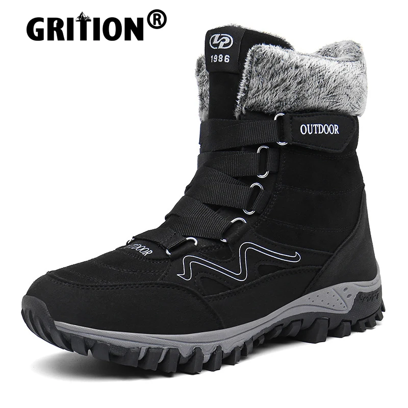 

GRITION Mens Boots Unisex Winter Snow Suede Shoes Outdoor Trekking Shoes Non-slip Durable Lightweight Breathable 35-46 Fashion