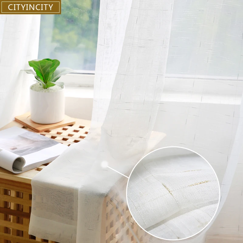 CITYINCITY искусственная пряжа для гостиной белая вуаль льняные шторы Laxu спальни
