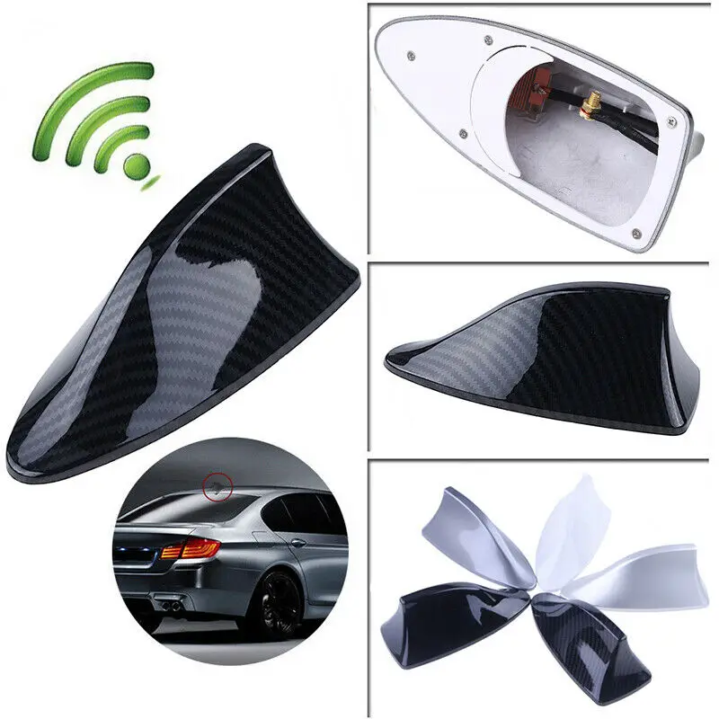 Carbon fiber Car Shark Fin Antenna Accessories Auto Black Wear resistance Waterproof Radio ABS | Автомобили и мотоциклы