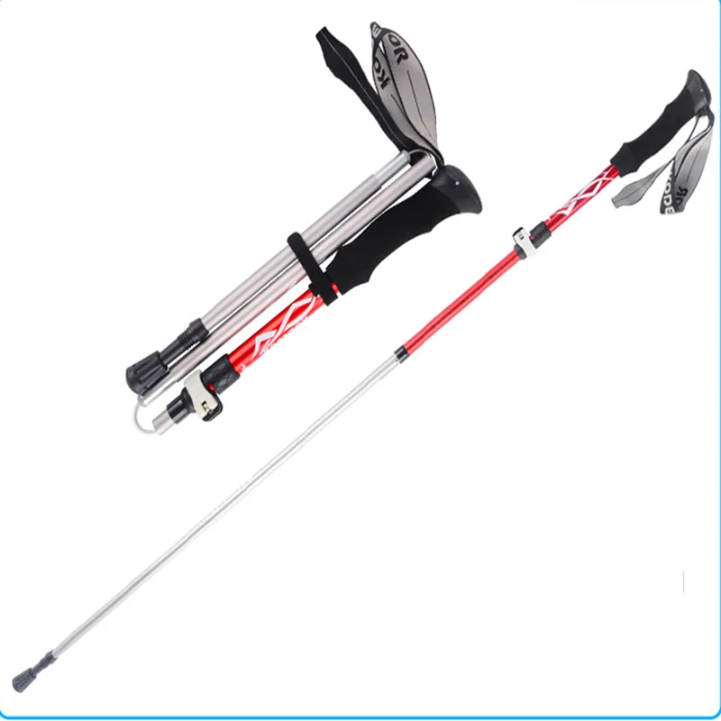 

Aluminum alloy 5-section retractable walking stick Adjustable hiking climbing mountaineering climbing hiking stick walking stick