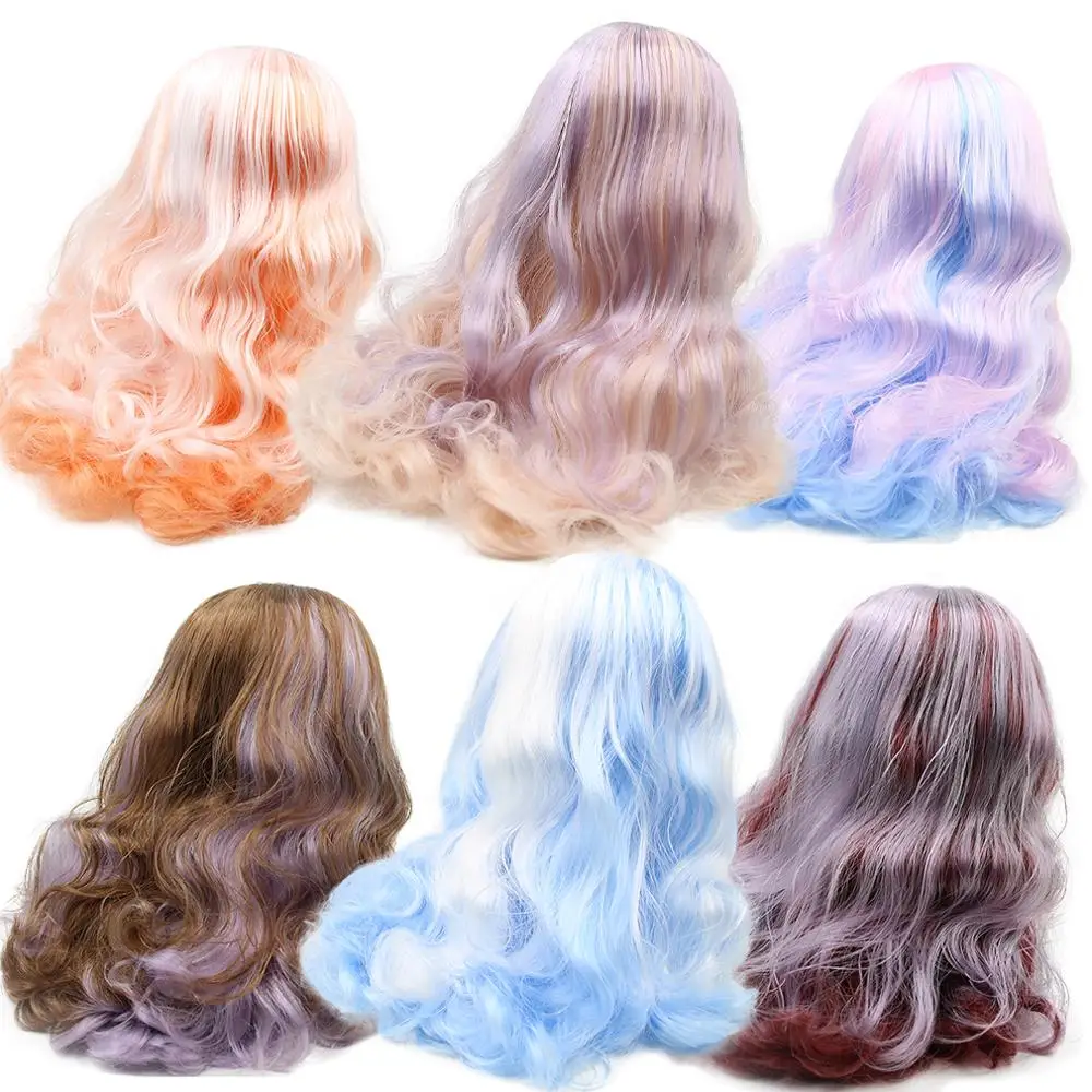 Ful Hair Mix Hair Wig For Diy Custom Doll Anime Toy Orange Hair White Hair