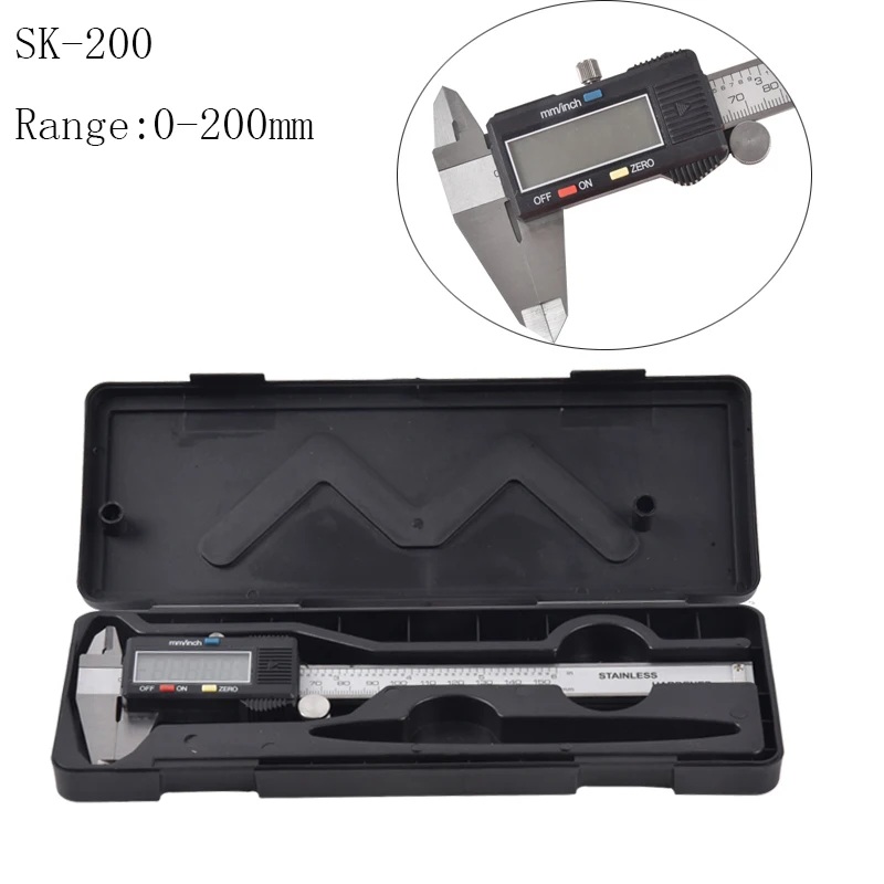 

Electronic Stainless Steel Micrometer Caliper Metric Inch Gauge Measuring Tool with 0 to 200mm Resolution 0.01mm