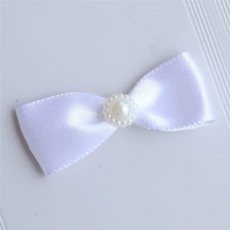 100 шт./лот мини маленькая лента жемчуг бант заколки для девочек украшение