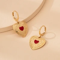 fashion gold color heart hoop earrings for women classic design charming female love ear clip accessories romantic party jewelry