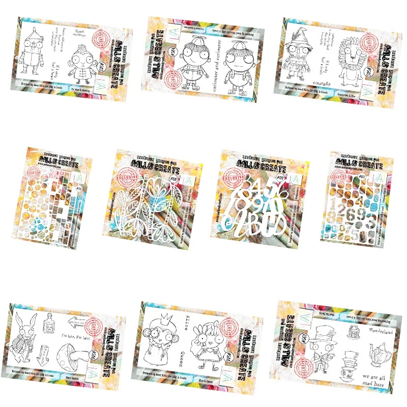 

2021 Queen Mad Tea Party Tin Man Scarecrow Animal Digital Metal Cutting Dies Stamps Stencil Set Diy Background Crafts Decoration