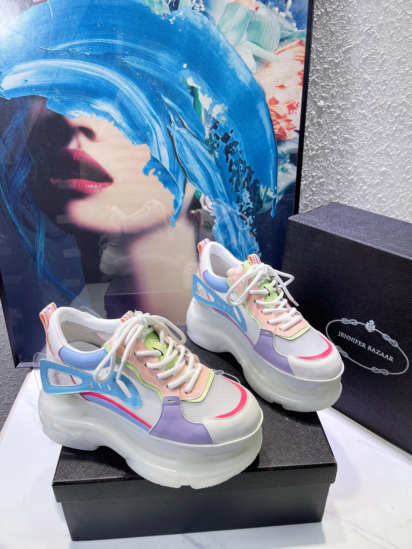 

Women Mesh Breathable Summer Spring Shoes High Heels Sneakers Chunky Shoe Platform Fashion Unique Design Luxury Brand Height New
