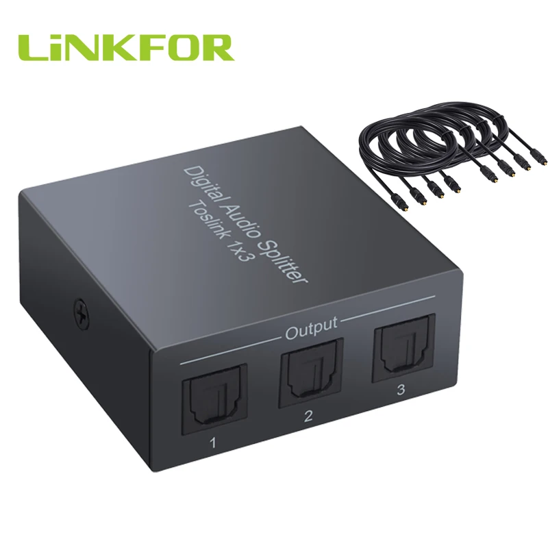 LiNKFOR 3-сторонний Spdif Toslink оптический цифровой аудио сплиттер Поддержка LPCM 2 0 DTS AC3 1*3