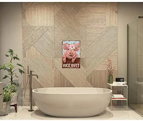 

Metal Wall Sign Cute Pig Nice Butt Poster Tin Sign Farmhouse Home Bathroom Store Wall Decoration Vintage Metal Plate 12*8 Inch