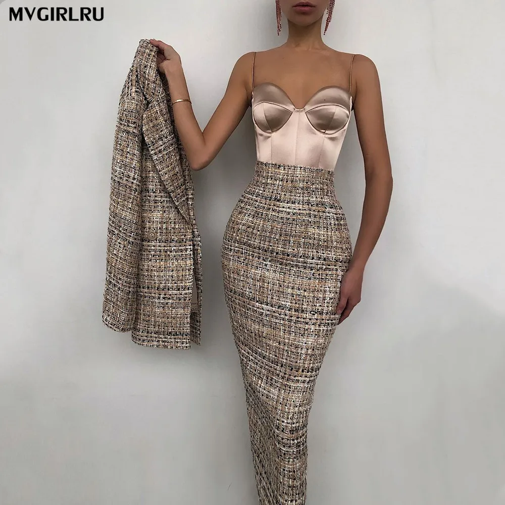 

MVGIRLRU Women Skirt Suits Office Lady Formal Business Set Uniform Work Wear Blazers Tops+Buttocks Skirt 2 Pieces Set