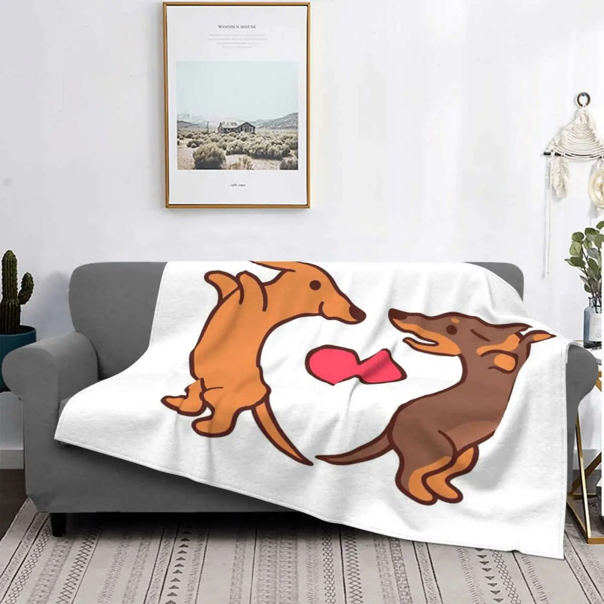 

Manta de dibujos animados de Dachshunds, ropa de cama a cuadros, manta a cuadros, manta receptora