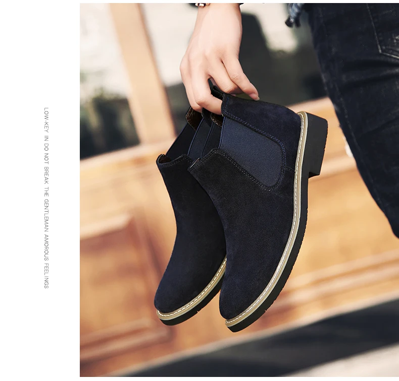 Ботинки «Челси»; роскошные мужские замшевые ботильоны; оригинальные мужские Короткие повседневные ботинки в британском стиле; сезон зима-весна