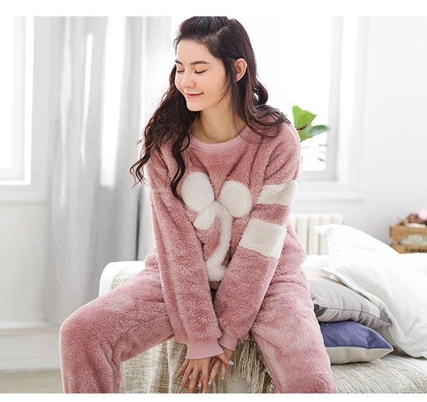 woman pajamas6 Зимняя мужская Милая мультяшная Пижама для костюмированной вечеринки, парные плотные теплые фланелевые пижамные комплекты с капюшоном для женщин, бархатные пижамы с длинным рукавом kiguru - Цвет: woman pajamas6