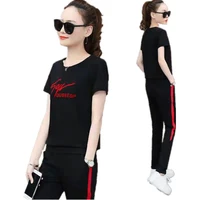 youth clothing for women sporting suit female leisure 2 piece set summer tracksuit printing lady clothes set trending products