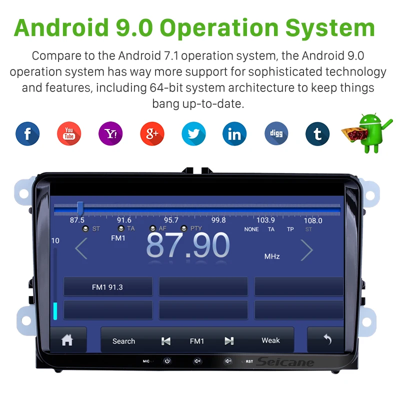 Seicane Автомобильный мультимедийный плеер Android 10 0 API 29 4-ядерный автомобильный GPSRadio
