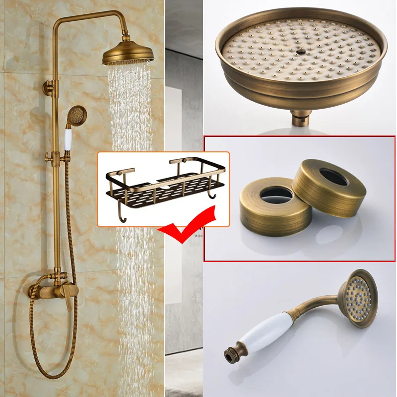 Shower Faucet A1 Дождевой набор для ванной комнаты, латунный античный смеситель для душа, с одной ручкой, настенный смеситель для душа, кран - Цвет: Shower Faucet A1