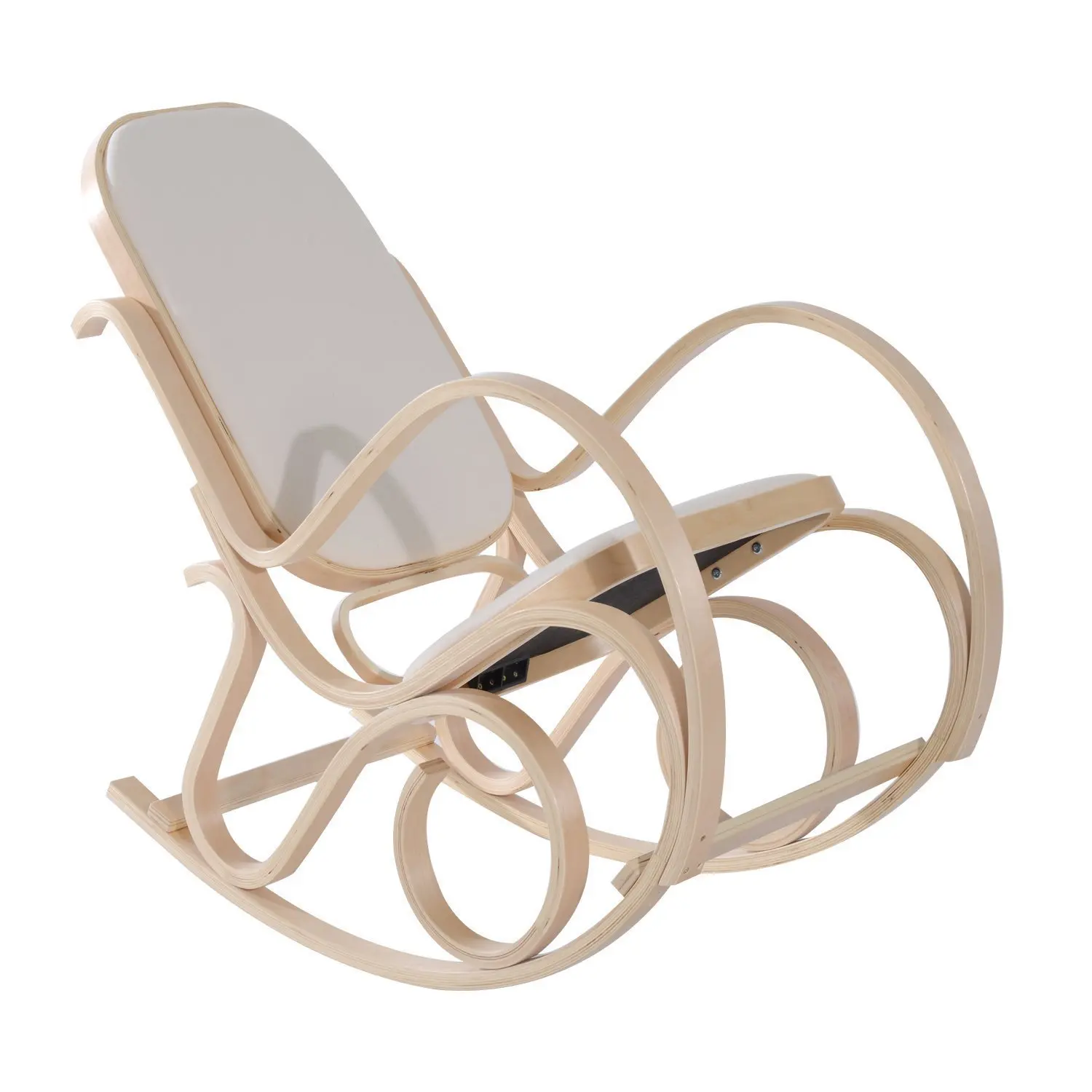 HOMCOM Silla Balancin Mecedora tipo Sillon de Madera para Descanso o Lactancia Estilo vintage con Esponja 53 5x97x101 cm| |