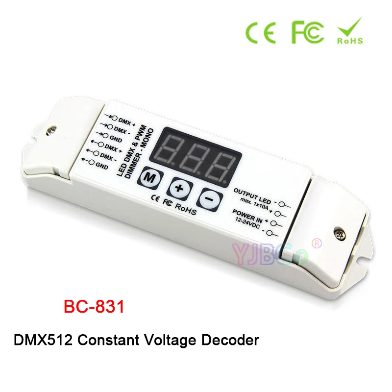 

12V-24V Single color LED Strip DMX512 Controller BC-831 3-digital-display DMX Constant Voltage Decoder monochrome light Dimmer