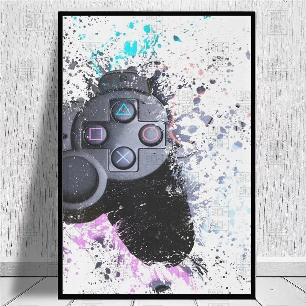 

Kids Room Decor Ps Gaming Controller Canvas Art Paintings Abstract Game Video Posters Wall Art Print Pictures for Living Room