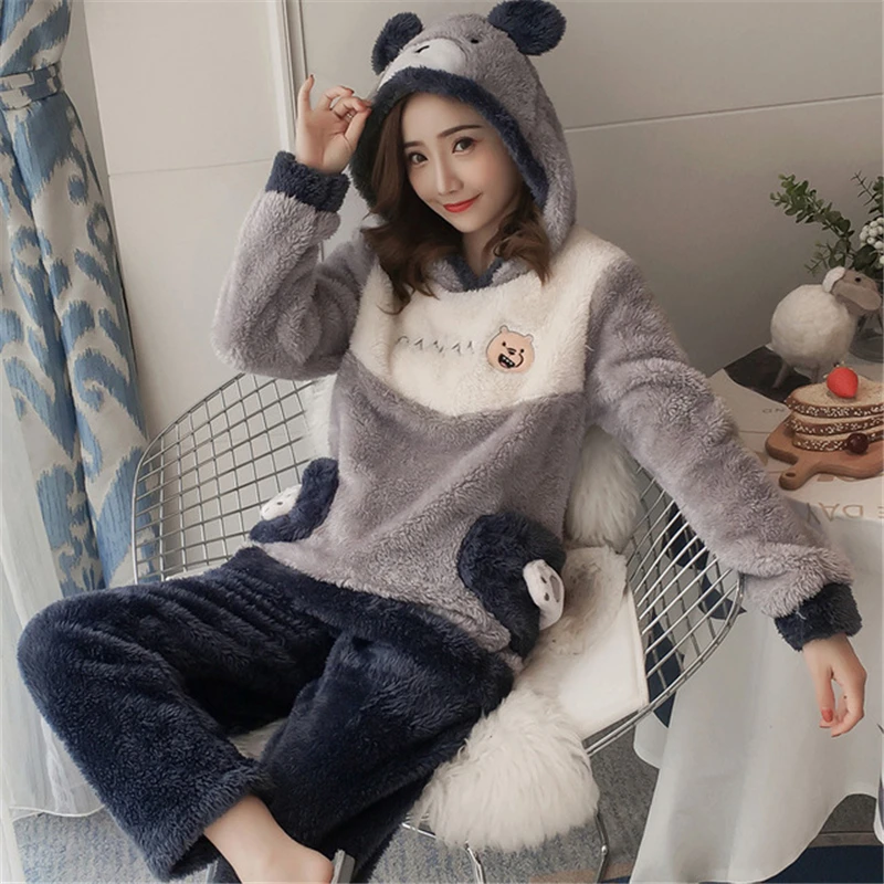 Высококачественный Пижамный костюм зимняя теплая дышащая ночная рубашка с