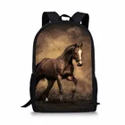 Школьный рюкзак для мальчиков и девочек, модная повседневная сумка с 3D рисунком дикой лошади, сумки для книг