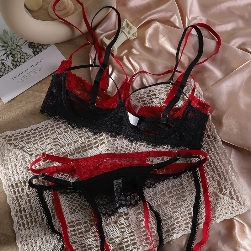 

Сексуальное кокетливое белье с прорезями без губки со стальными вставками, прозрачные стринги, открытая промежность, страсть, горячее проз...