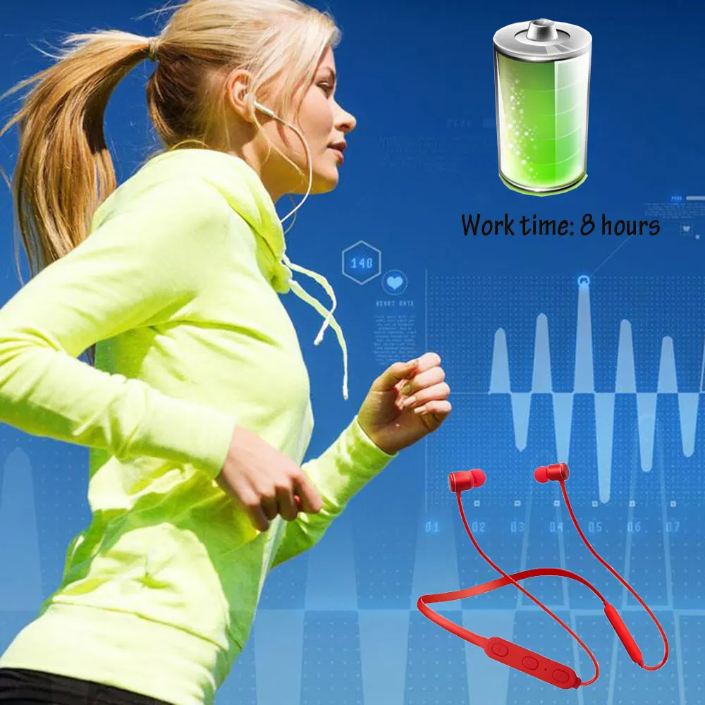 Заряжаемые Bluetooth наушники беспроводные стерео гарнитура спортивные HiFI бас