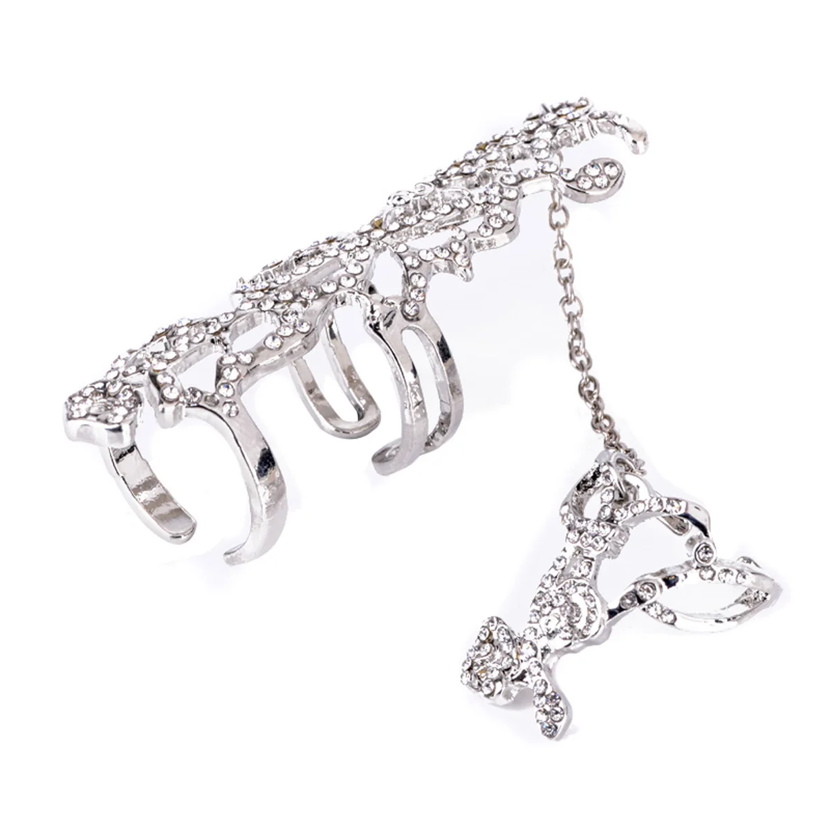 Multiple Finger Stack Knuckle Rings - Women's Fashion Jewelry - Shellhard Gold Silver Plated Flowers Rhinestone Crystal Rings Set image 6