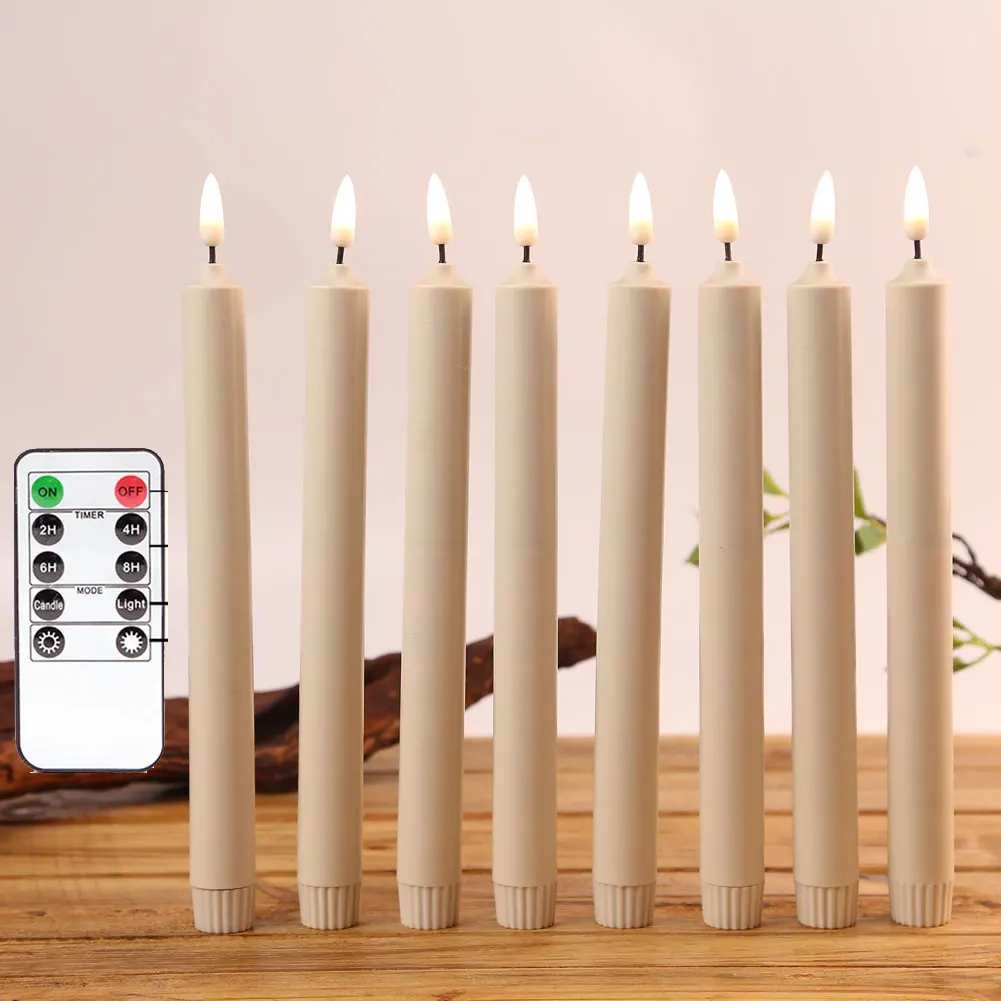 

Pack of 6 Flameless LED Taper Candlesticks With Remote,Battery Powered Electronic Fake Long Size Window Candles