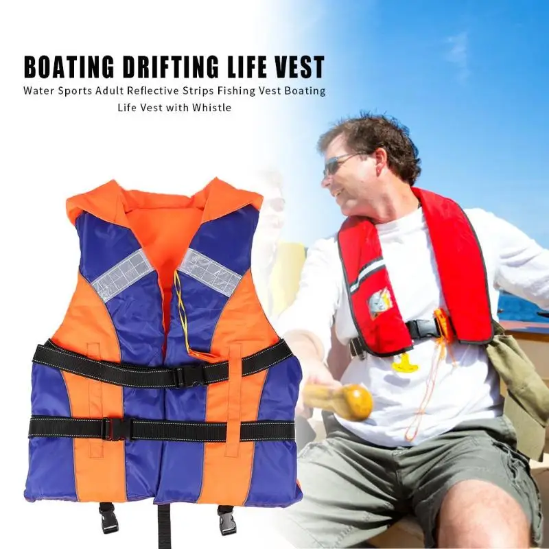 

New Adult Adjustable Life Vest Jacket Swimming Fishing Boating Ski Drifting Life Vest with Whistle Water Sports Man Jacket