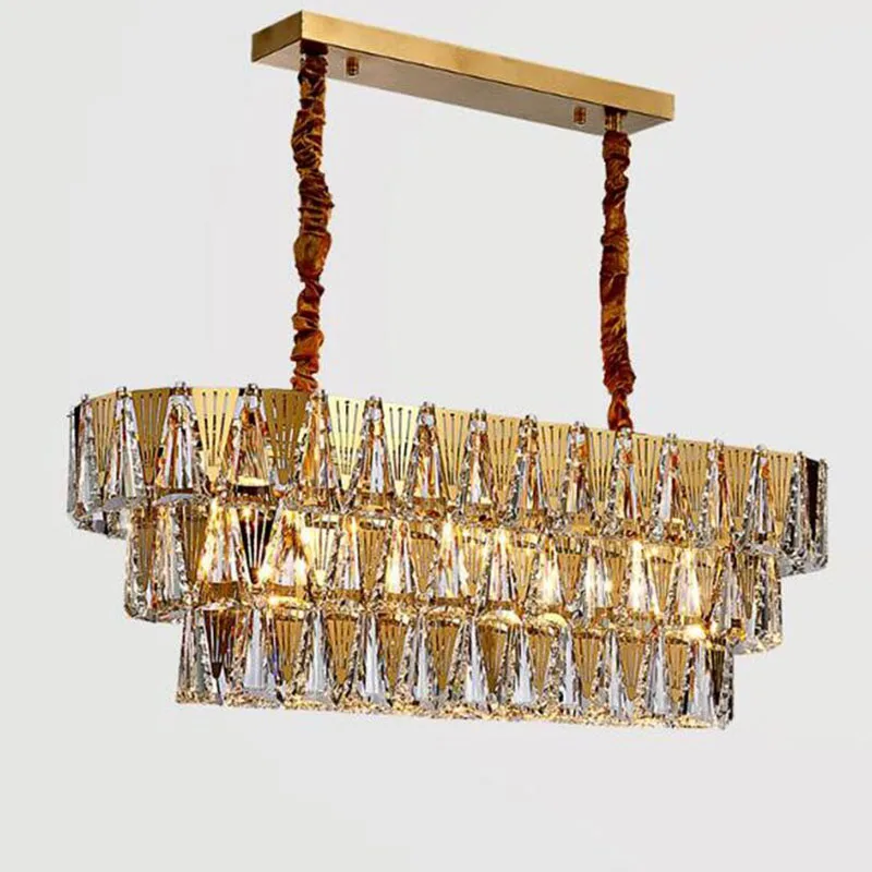 

Люстра, Хрустальная, прямоугольная, светодиодная, для гостиной, кухни, спальни