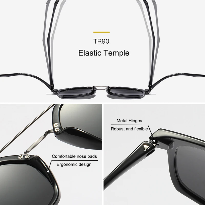 Мужские поляризационные солнцезащитные очки SIMPRECT TR90 квадратные 2021 ретро стиль