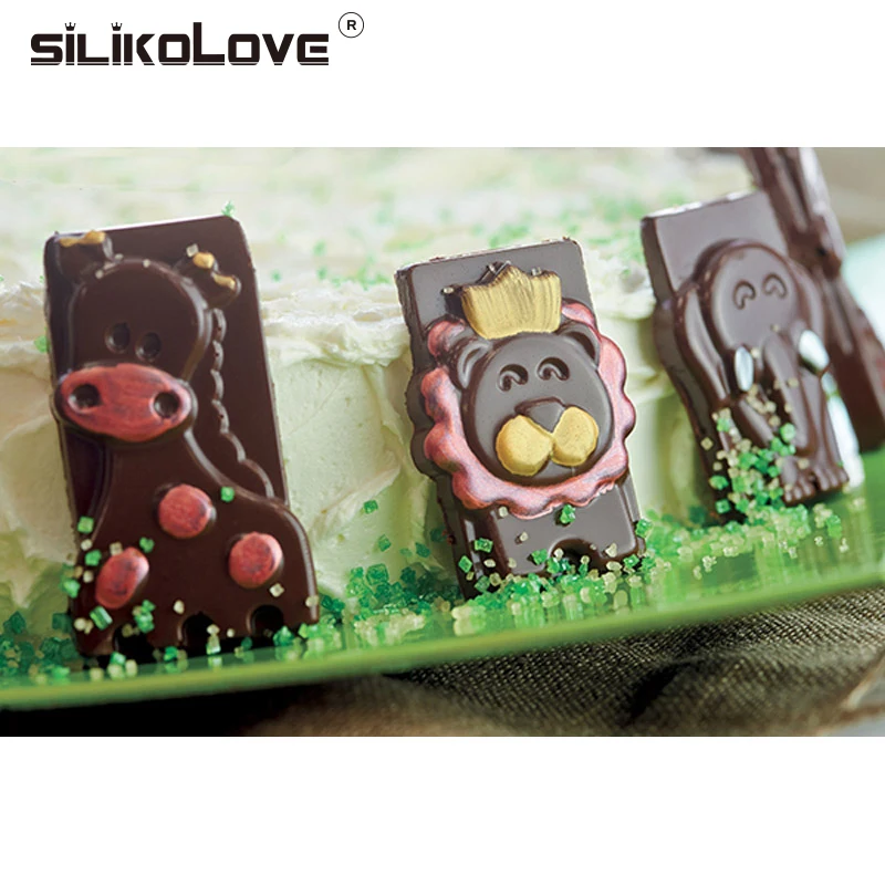 SILIKOLOVE 16 полости лошадь слон лев силиконовая форма для украшения торта Шоколадный Бар плесень