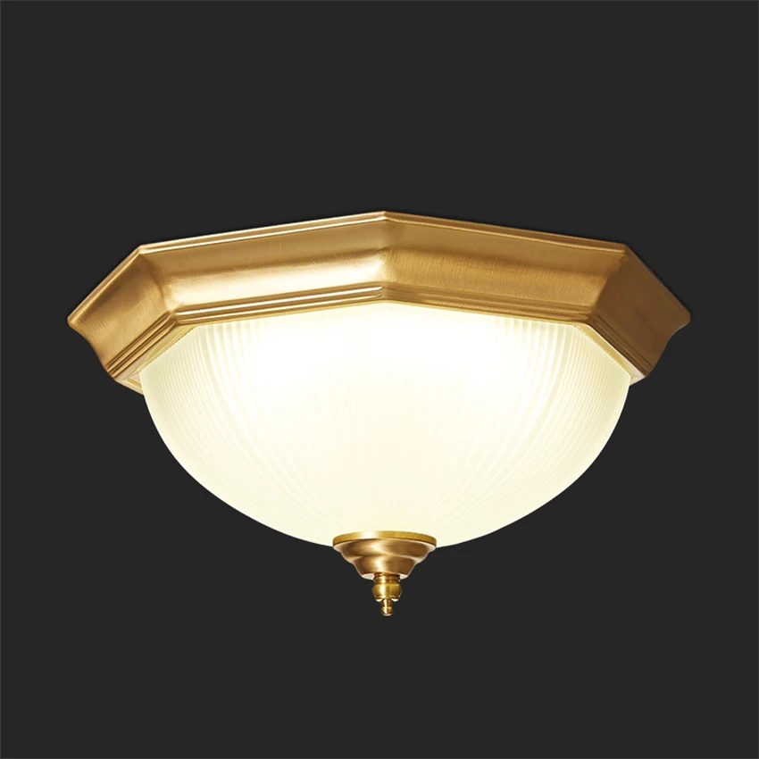 

American brass retro glass ceiling lights bedroom bathroom corridor light balcony brass small ceiling lamps lighting luminaires