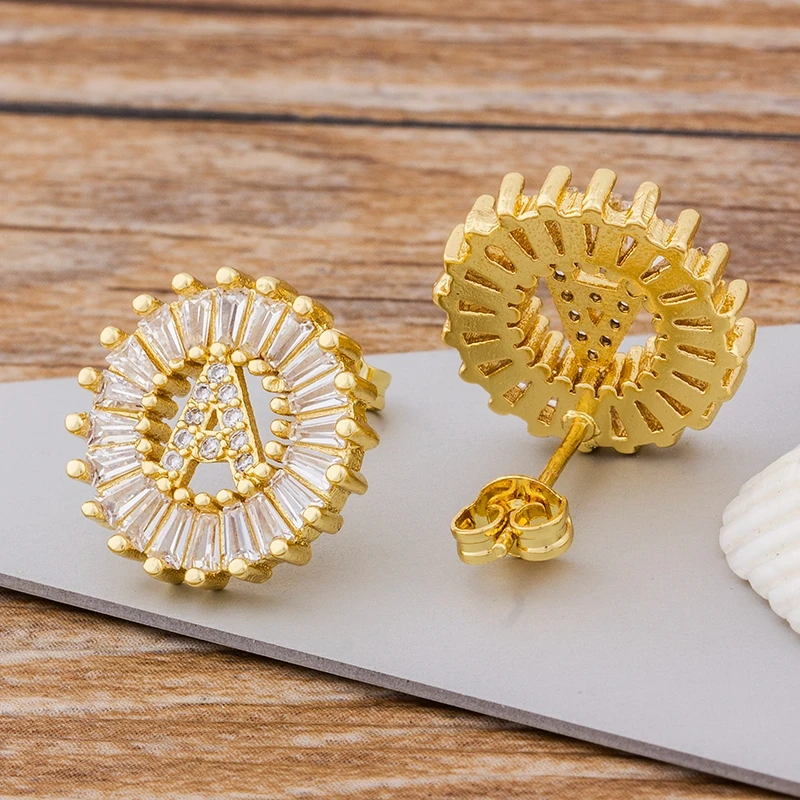 Лидер продаж 26 Начальная буква серьги персональный медь кубический цирконий