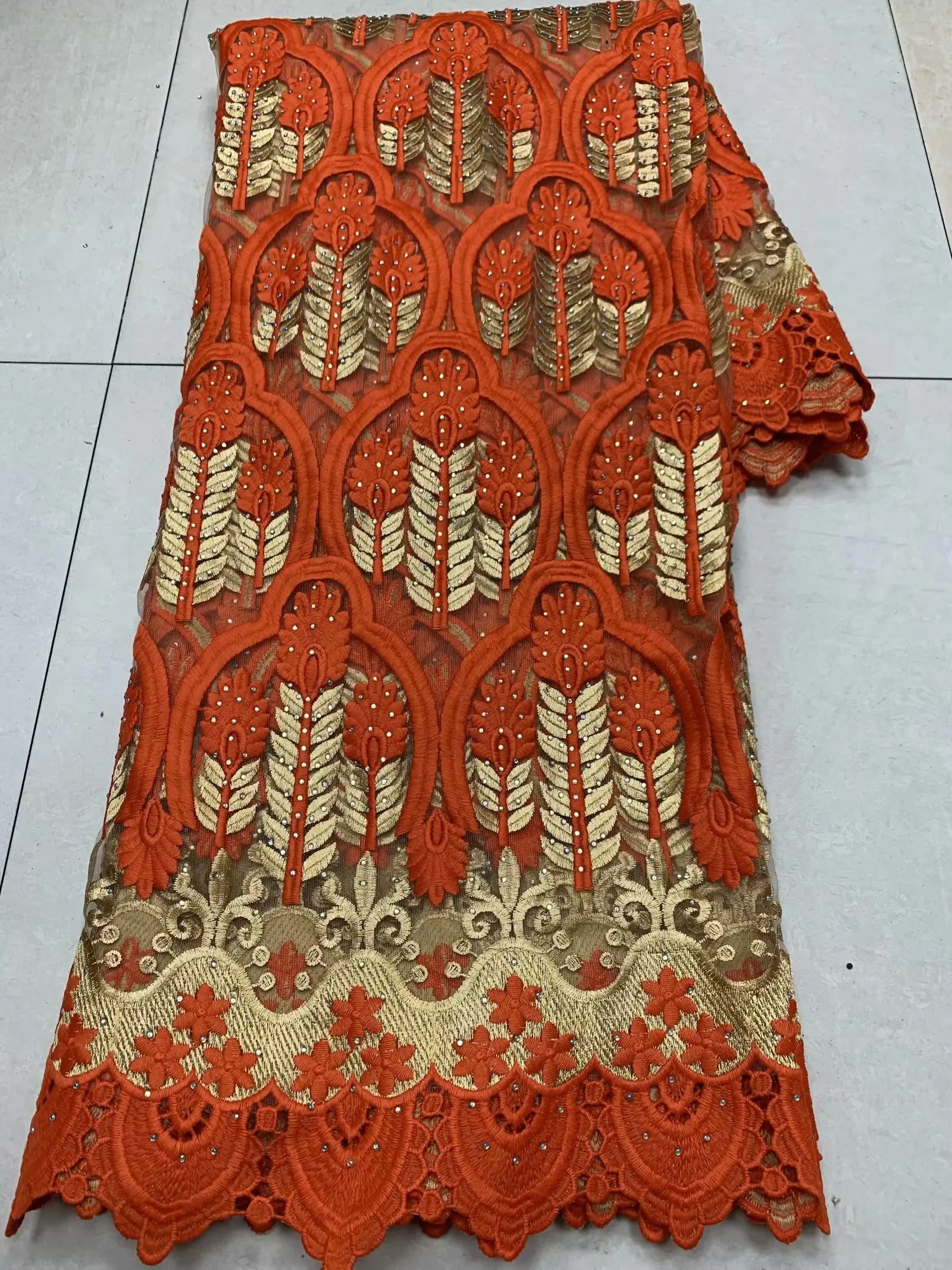 

yellow Nigerian Guipure Lace Water Soluble Fabric 2020 High Quality Embroidered African Cord Laces Mesh Fabrics 5 Yards/piece