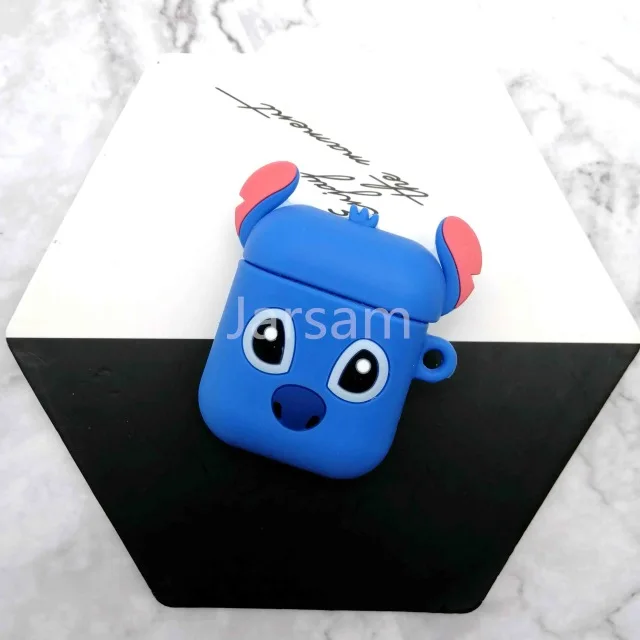 Для Airpods 2 Чехол, силиконовый чехол с рисунком, чехол для air pods, милый чехол для наушников, 3D чехол для наушников, аксессуары для наушников - Цвет: Stitch