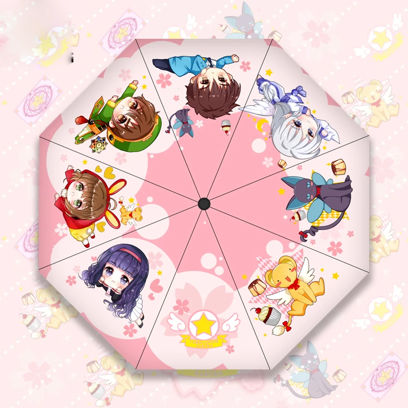 Зонт женский солнцезащитный складной с принтом Сакура зонтик солнечным дождем и