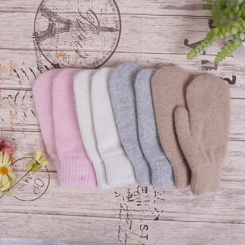 

Wool Gloves Female Winter Korean Style Solid Color All Fingers Winter Women Gloves Girls Mittens Practical Use