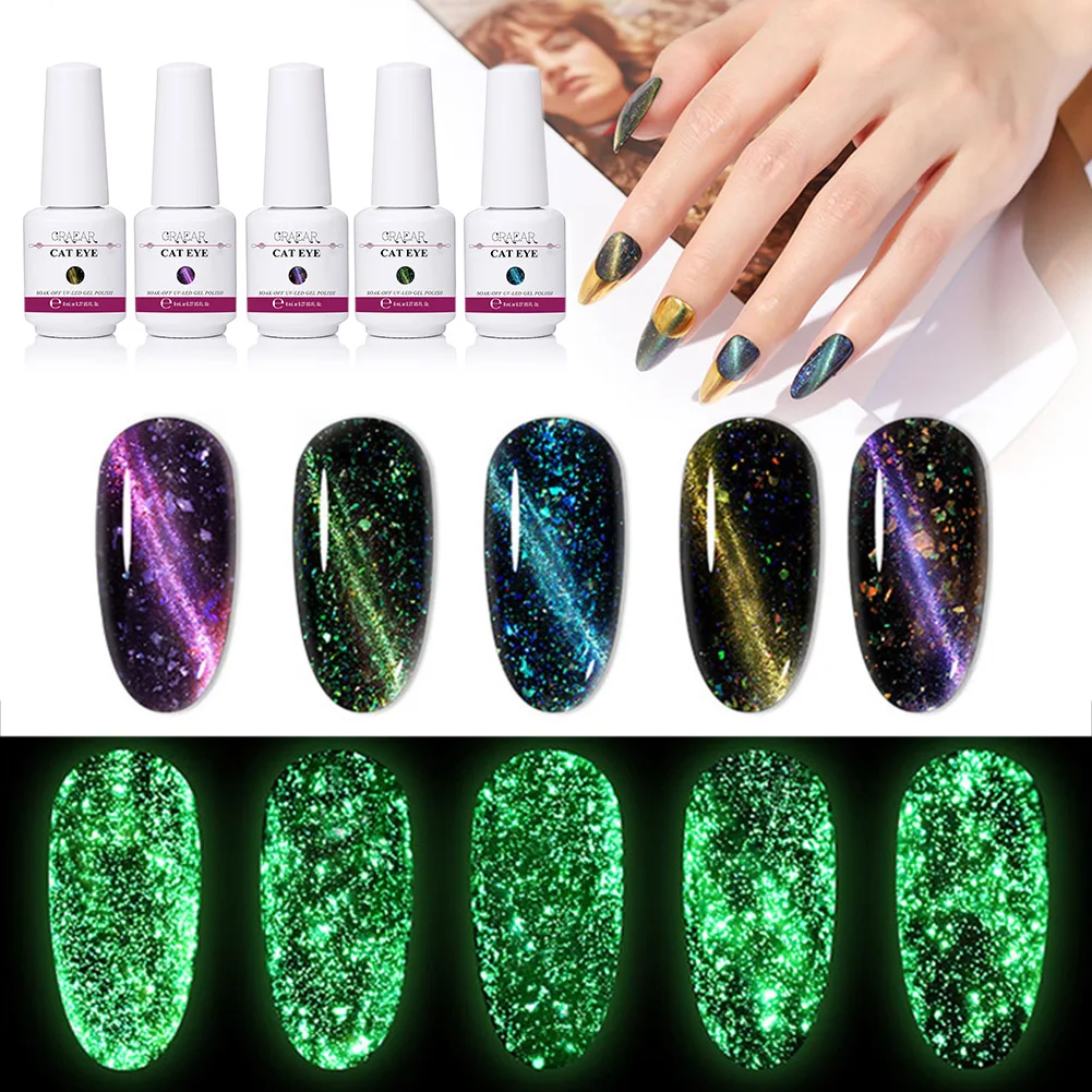 

Cat Eye Gel Nail Polish Glow Dark Starry Sky Effect 3D Gel Polish Nail Art Set Gift for Friends Nail DIY Beauty Design Polishes