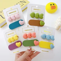 2pcsset 2021 korea cute princess love hairpins ornaments cartoon candy color resin childrens hair clips for girls accessories