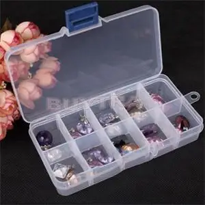 

10 Grid Compartments Storage Plastic Transparent Jewel Bead Case Cover Box Container Adjustable Organizer For Jewelry