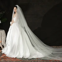 new arrvial wedding accessories face cover 2 layers basic blusher long veil 3 meter long 3 meter width cathedral bridal veils
