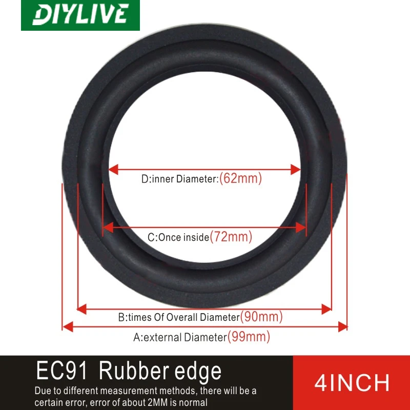 

DIYLIVE 4-inch subwoofer speaker repair accessories rubber rim folding ring subwoofer (99mm) EC91 Rubber edge