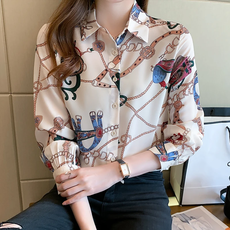 

Рубашка COIGARSAM, женские топы, осень 2021, новые модные шифоновые свободные женские рубашки с принтом