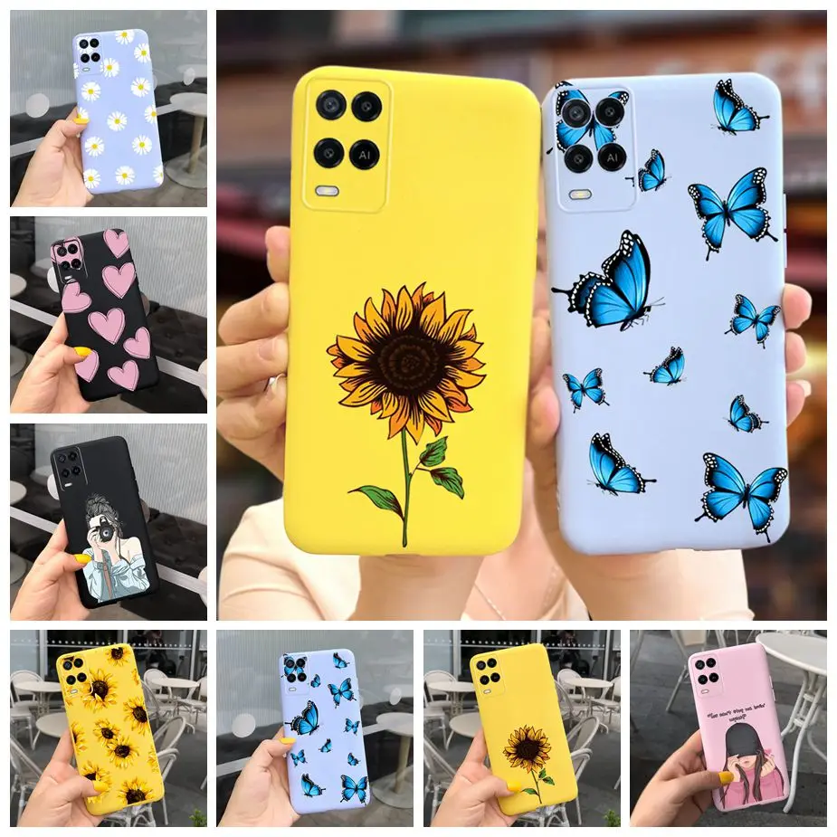 Высококачественный защитный чехол для Oppo A54 чехол CPH2239 милый чехол с подсолнечником для Oppo A54 5G CPH2195 телефон чехол s OppoA54 54 задняя крышка Чехлы бамперы Корпус