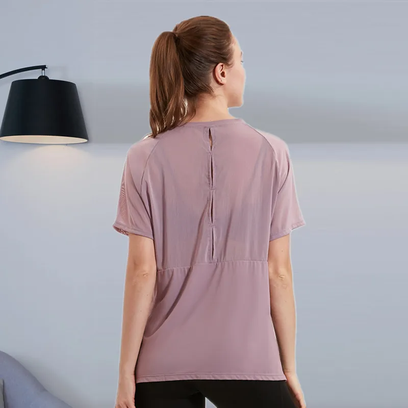

Women Summer Sports Running T-shirts Loose Mesh Gym Yoga Shirts Workout Short Sleeve Quick Dry Fitness Jogging Sportswear Tops