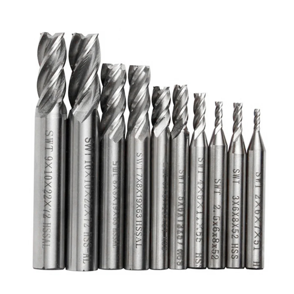 

Parts Drill Bit Accessory 1.5-10mm Tungsten Carbide 10pcs/set 4 Flutes