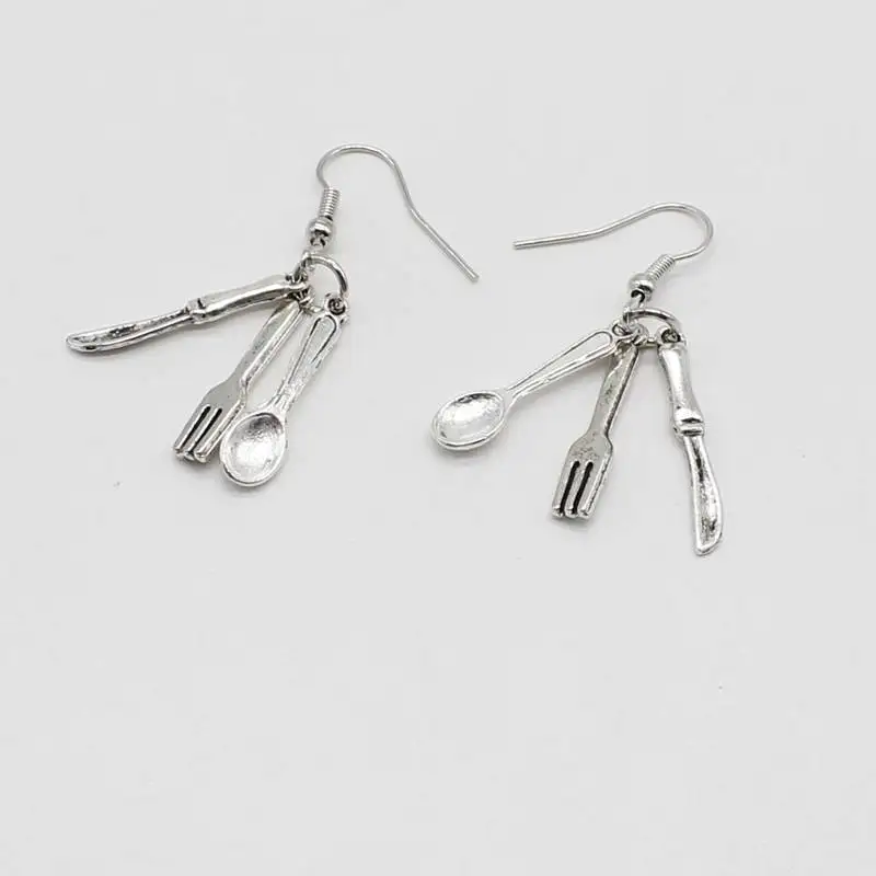 

Personality Rare Earrings Fork Spoon School Dinner Cafe Restaurant Work Charm Jewelry Earrings